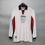 1998 England Home White Retro Soccer Jersey Long Sleeve Football Shirt