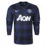 13-14 Manchester United #2 RAFAEL Away Black Long Sleeve Jersey Shirt