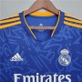 Real Madrid 21-22 Away Blue Soccer Jersey Football Shirt (Long Sleeve)
