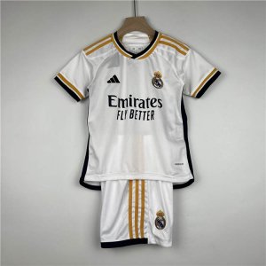 Kids/Youth Real Madrid 23/24 Home White Soccer Football Kit(Shirt+Short)