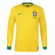 Brazil Home 2018 World Cup Long Sleeve Soccer Jersey Shirt