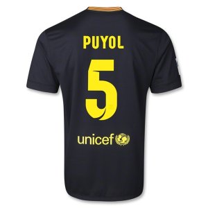 13-14 Barcelona #5 PUYOL Away Black Soccer Jersey Shirt