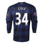 13-14 Manchester United #34 COLE Away Black Long Sleeve Jersey Shirt