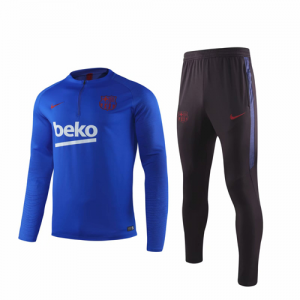 2019-20 Barcelona Blue Zipper Sweat Shirt Kit