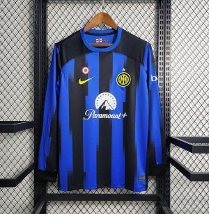 23/24 Inter Milan Home Blue Long Sleeve Soccer Jersey Football Shirt