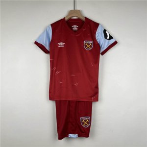 Kids West Ham United 23/24 Home Red Football Kits(Shirt+Shorts)