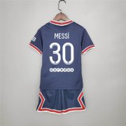 Kids PSG Messi #30 Home Navy 21-22 Soccer Football Kit (Shirt+Shorts)