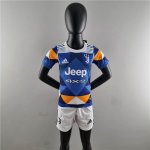 Kids Juventus 22/23 Fourth Blue&Orange Football Kit Soccer Kit (Jersey+Shorts)