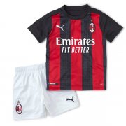 Kids AC Milan 20-21 Home Red Soccer Suits (Shirt+Shorts)