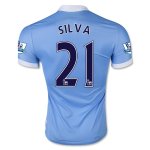Manchester City Home 2015-16 SILVA #21 Soccer Jersey