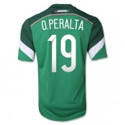 2014 Mexico #19 O.PERALTA Home Green Soccer Jersey Shirt