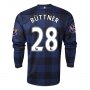 13-14 Manchester United #28 BUTTNER Away Black Long Sleeve Jersey Shirt