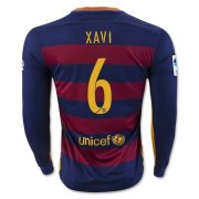 Barcelona LS Home 2015-16 XAVI #6 Soccer Jersey
