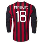 13-14 AC Milan #18 MONTOLIVO Home Long Sleeve Shirt