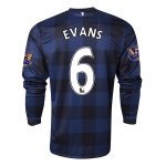 13-14 Manchester United #6 EVANS Away Black Long Sleeve Jersey Shirt