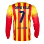 13-14 Barcelona #7 David Villa Away Long Sleeve Soccer Jersey Shirt