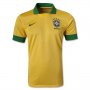 13/14 Brazil #4 David Luiz Yellow Home Jersey Shirt