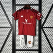 Kids Manchester United 25/26 Home Soccer Kit (Shirt+Shorts)