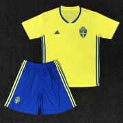 Kids Sweden Home 2018 World Cup Soccer Kit(Shirt+Shorts)