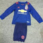 Kids Manchester United LS Away 2016/17 Soccer Kits (Shirt+Shorts)