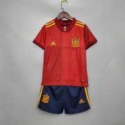 Spain Euro 2020 Kids Home Red Soccer Kit(Shirt+Shorts)