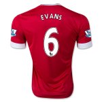 Manchester United Home 2015-16 EVANS #6 Soccer Jersey