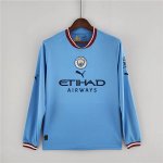 Manchester City 22/23 Home Blue Soccer Jersey Long Sleeve Football Shirt