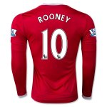 Manchester United LS Home 2015-16 ROONEY #10 Soccer Jersey