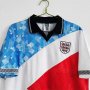 1990 England Blue/Red/white Retro Soccer Jersey Football Shirt