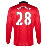 13-14 Manchester United #28 Buttner Home Long Sleeve Jersey Shirt