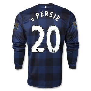 13-14 Manchester United #20 v.PERSIE Away Black Long Sleeve Jersey Shirt