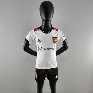 Kids Manchester United 22/23 Away White Soccer Kit (Shirt+Shorts)