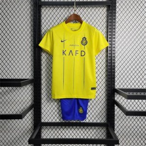 Kids Al Nassr FC 23/24 Home Ronaldo Football Kit Soccer Kit (Jersey+Shorts)