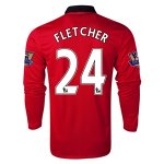 13-14 Manchester United #24 FLETCHER Home Long Sleeve Jersey Shirt
