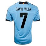 2012 Spain #7 David Villa Blue Away Soccer Jersey Shirt