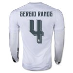 Real Madrid LS Home 2015-16 SERGIO RAMOS #4 Soccer Jersey