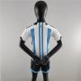 Kids World Cup 2022 Argentina Home Soccer Kit(Shirt+Shorts)