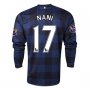 13-14 Manchester United #17 NANI Away Black Long Sleeve Jersey Shirt