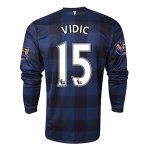 13-14 Manchester United #15 VIDIC Away Black Long Sleeve Jersey Shirt