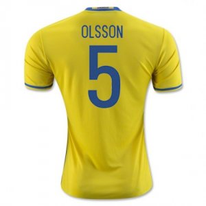 Sweden Home 2016 5 Olsson Soccer Jersey Shirt