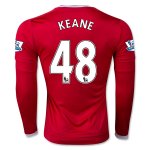 Manchester United LS Home 2015-16 KEANE #48 Soccer Jersey