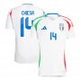 UEFA Euro 2024 Italy Football Shirt Away White Jersey CHIESA #14