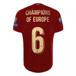 Liverpool Home 2019-20 Champions of Europe 6 Soccer Jersey Shirt