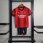 Kids AC Milan 23/24 Home Red Soccer Suit Football Kit (Shirt+Shorts)