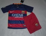 Kids Barcelona 2015-16 Home Soccer Kit(Shorts+Shirt)