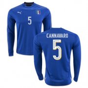 Italy LS Home 2016 Cannavaro Soccer Jersey