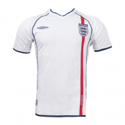 2002 England Home White Retro Soccer Jersey Shirt
