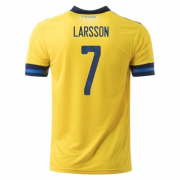 Euro 2020 Sweden Home Yellow Soccer Jersey Shirt #7 LARSSON