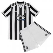 Kids Juventus 21-22 Home White&Black Football Kit Soccer Kit (Jersey+Shorts)