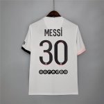 Paris Saint Germain 21-22 Away White&Pink PSG Messi #30 Soccer Jersey Football Shirt